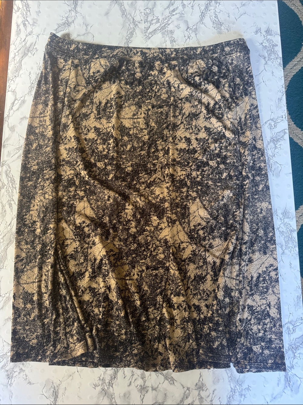 Laura Scott Midi Skirt Black/Tan Print Size XL